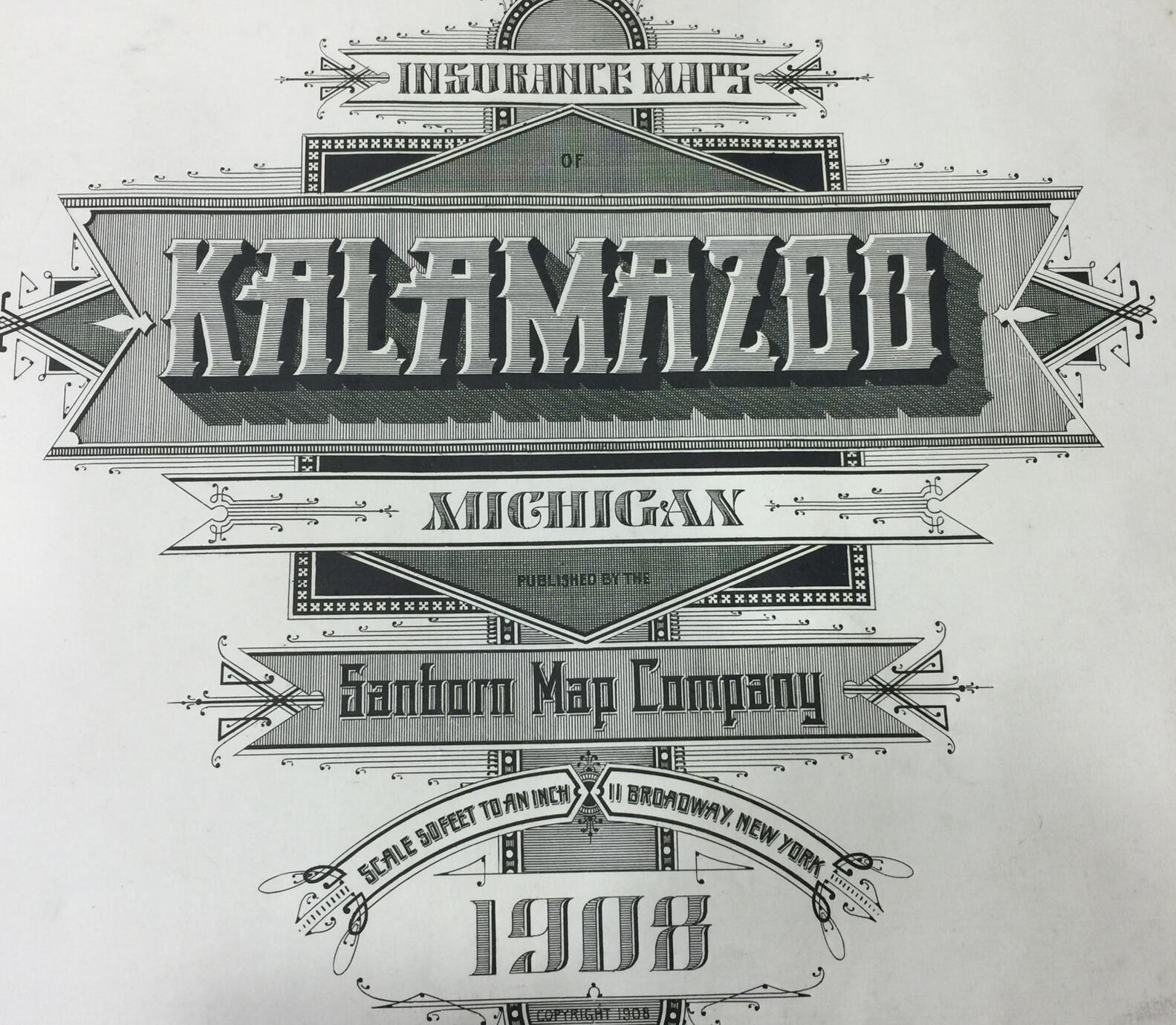 Title page to 1908 City of Kalamazoo Map