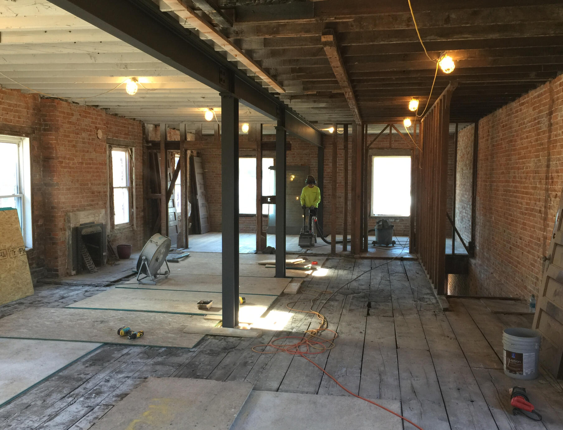 Ariel restoring hardwood floor