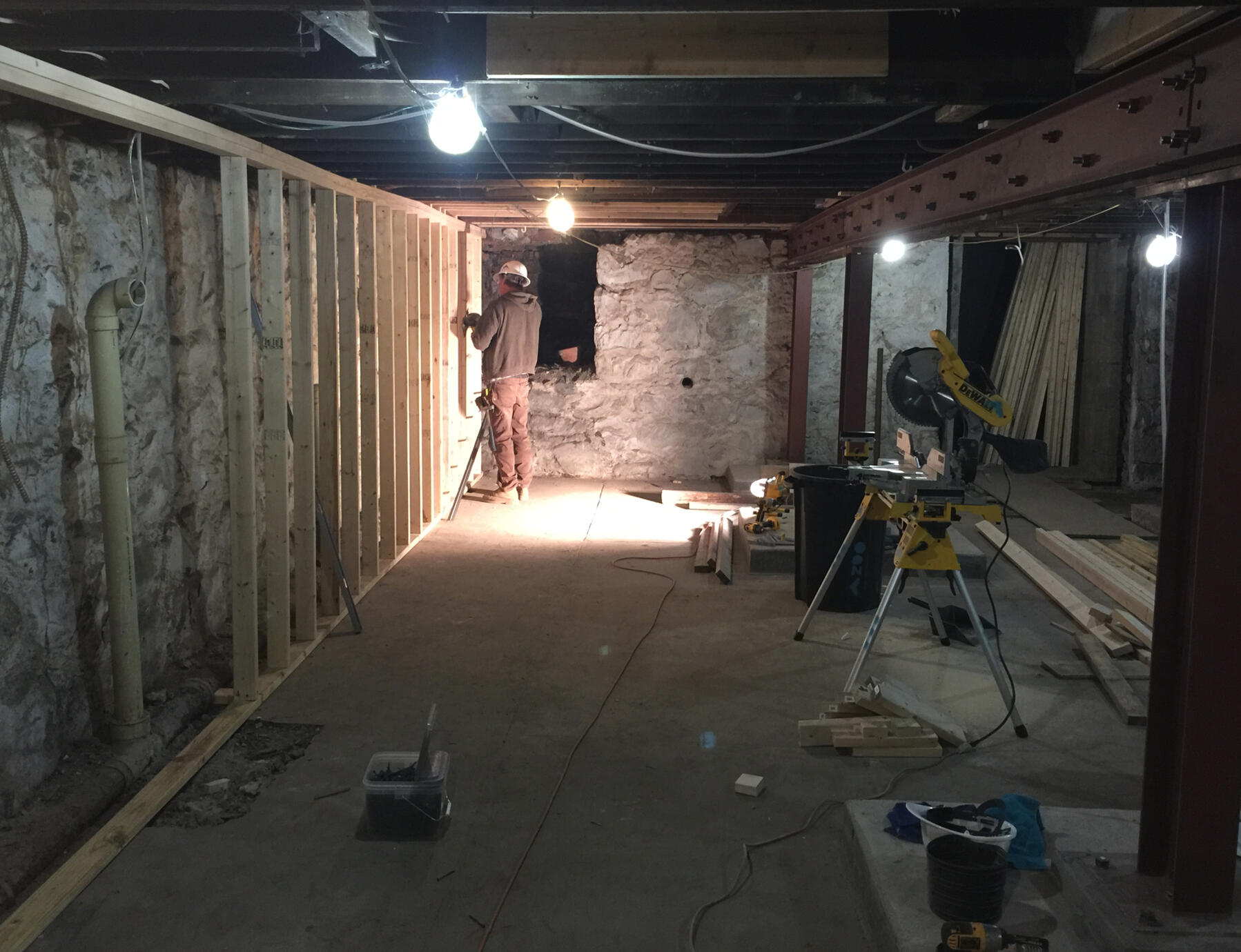 Dad and I framing basement walls