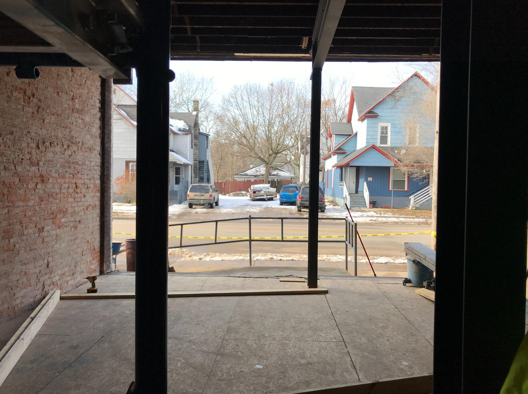 1st story facade completely demoed.