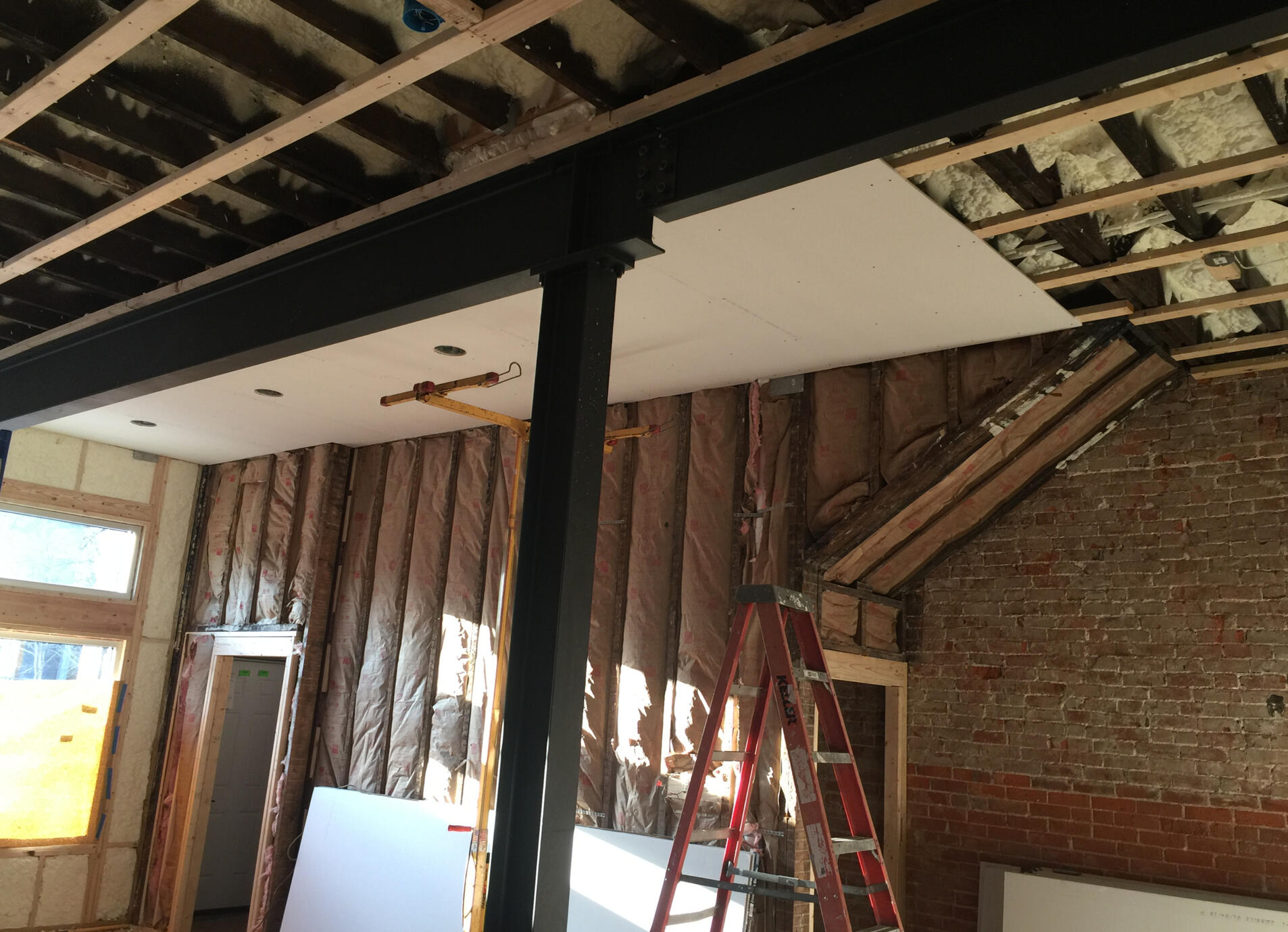 First pieces of drywall up!