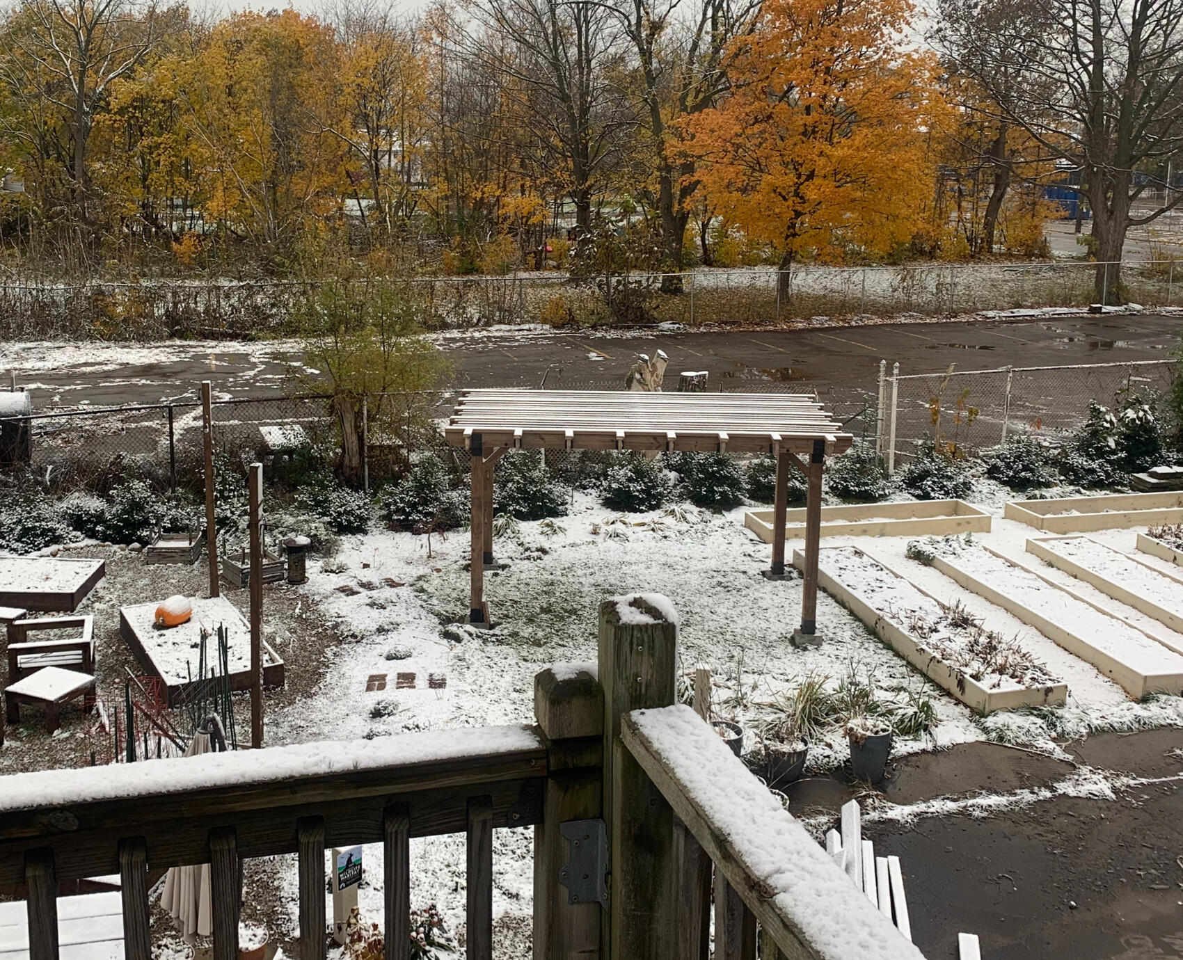 Pergola installed right before first snow